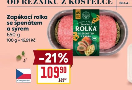 Zapékací rolka se špenátem a sýrem