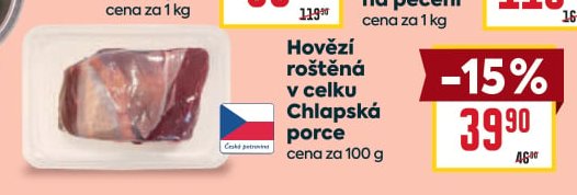 Hovězí roštěná v celku Chlapská porce