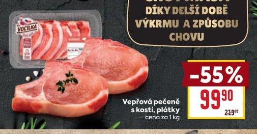 Vepřová pečeně s kostí, plátky