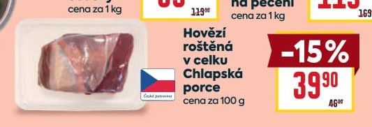 Hovězí roštěná v celku Chlapská porce