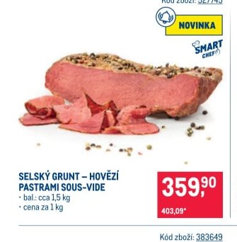 SELSKÝ GRUNT – HOVĚZÍ PASTRAMI SOUS-VIDE