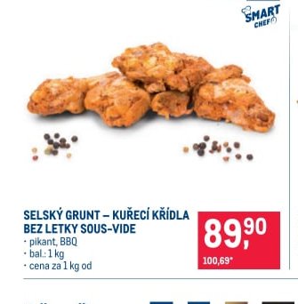 SELSKÝ GRUNT – KUŘECÍ KŘÍDLA BEZ LETKY SOUS-VIDE