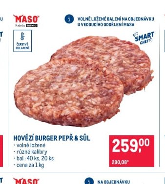 HOVĚZÍ BURGER PEPŘ & SŮL