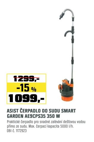 ASIST ČERPADLO DO SUDU SMART GARDEN AE9CPS35 350 W - OBI akcniletaky.com