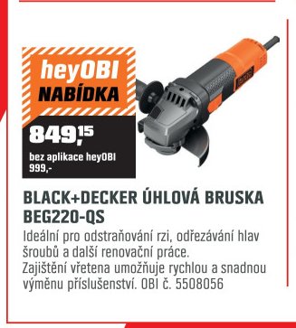 BLACK+DECKER ÚHLOVÁ BRUSKA BEG220-QS - OBI akcniletaky.com