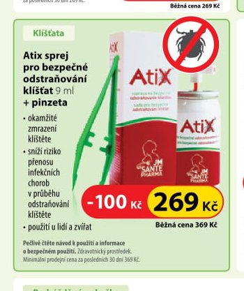 Atix sprej pro bezpečné odstraňování klíšťat 9 ml + pinzeta