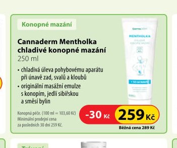Cannaderm Mentholka chladivé konopné mazání 250 ml