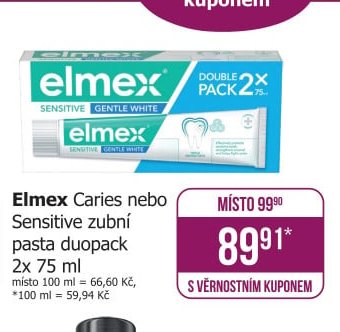 Elmex Caries nebo Sensitive zubní pasta duopack 2x 75 ml