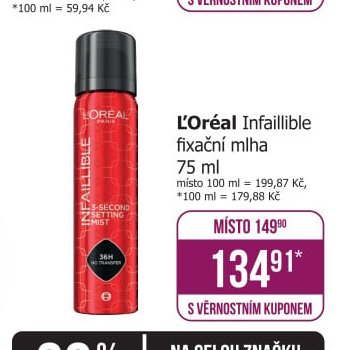 L'Oréal Infaillible fixační mlha 75 ml