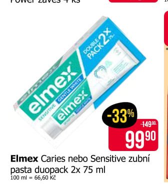 Elmex Caries nebo Sensitive zubní pasta duopack 2x 75 ml