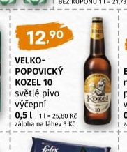 Velkopopovický Kozel 10 světlé pivo výčepní