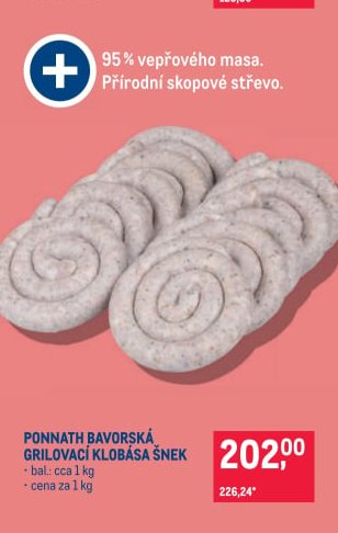 Ponnath bavorská grilovací klobása šnek