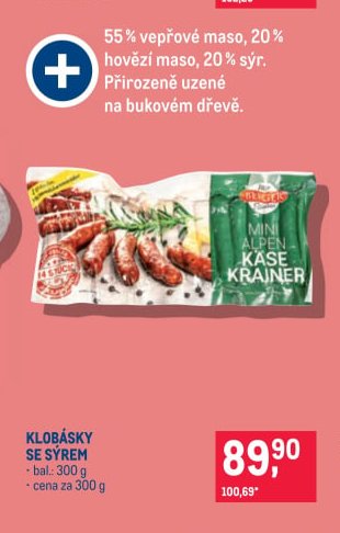 Klobásky se sýrem