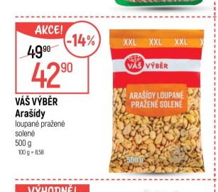 Váš Výběr Arašídy loupané pražené solené 500g