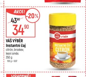 Váš Výběr Instantní čaj citron, broskev, lesní směs 350g