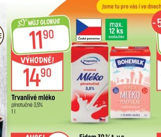 Trvanlivé mléko plnotučné 3,5%