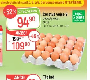 Čerstvá vejce S podestýlková 30 ks