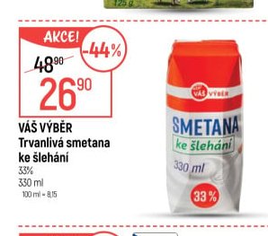 Váš výběr Trvanlivá smetana ke šlehání
