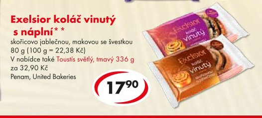 Exelsior koláč vinutý s náplní