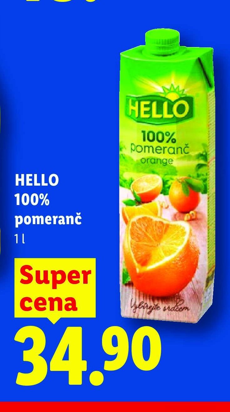HELLO 100% pomeranč 1 l