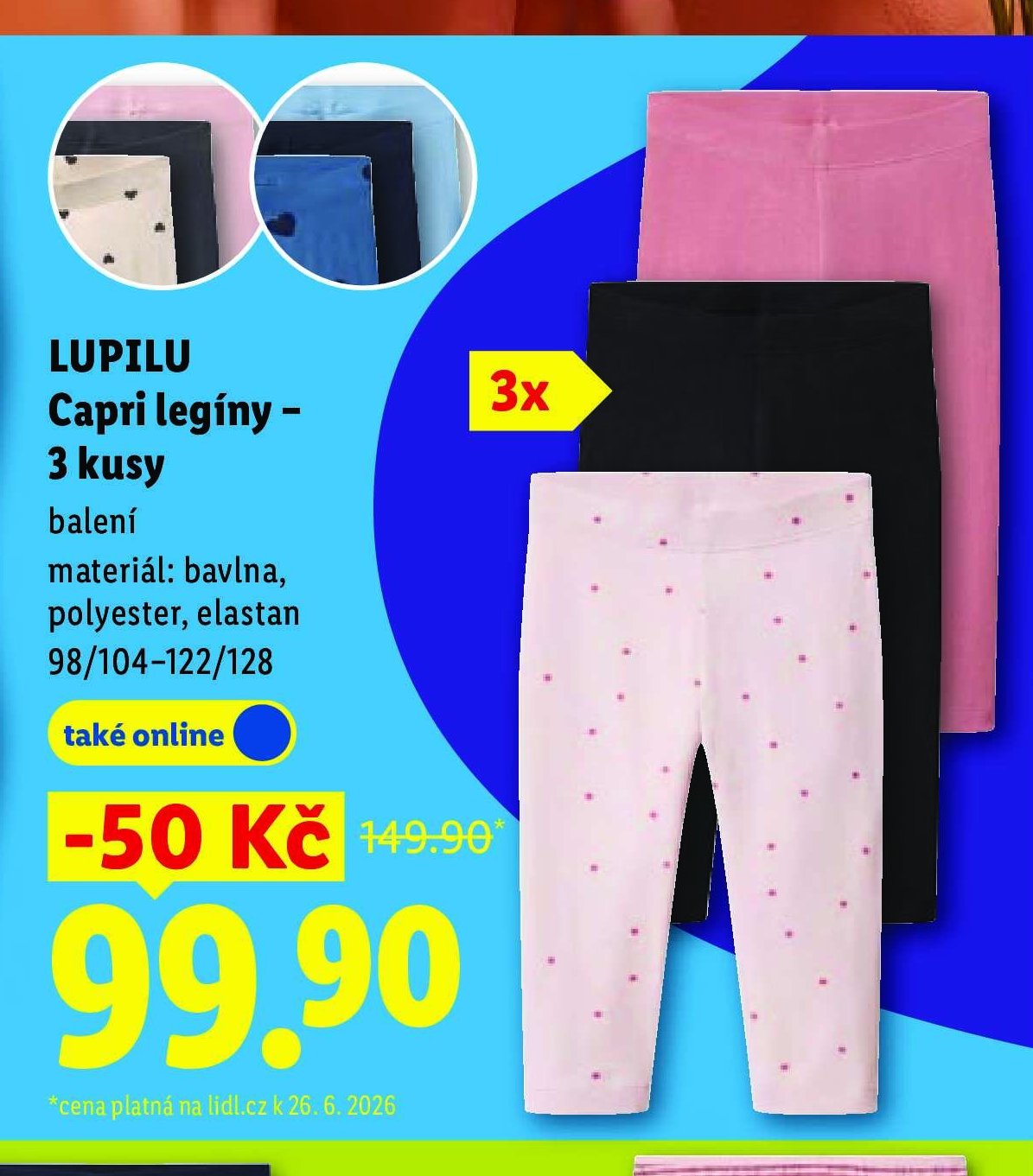 LUPILU Capri legíny – 3 kusy