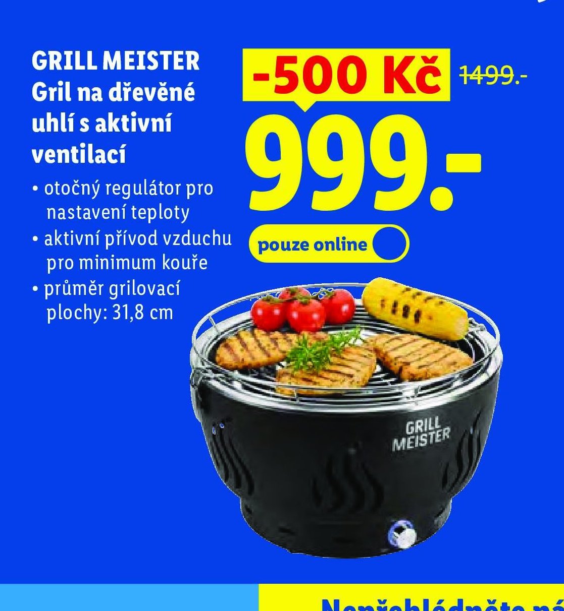 GRILL MEISTER Gril na dřevěné uhlí s aktivní ventilací