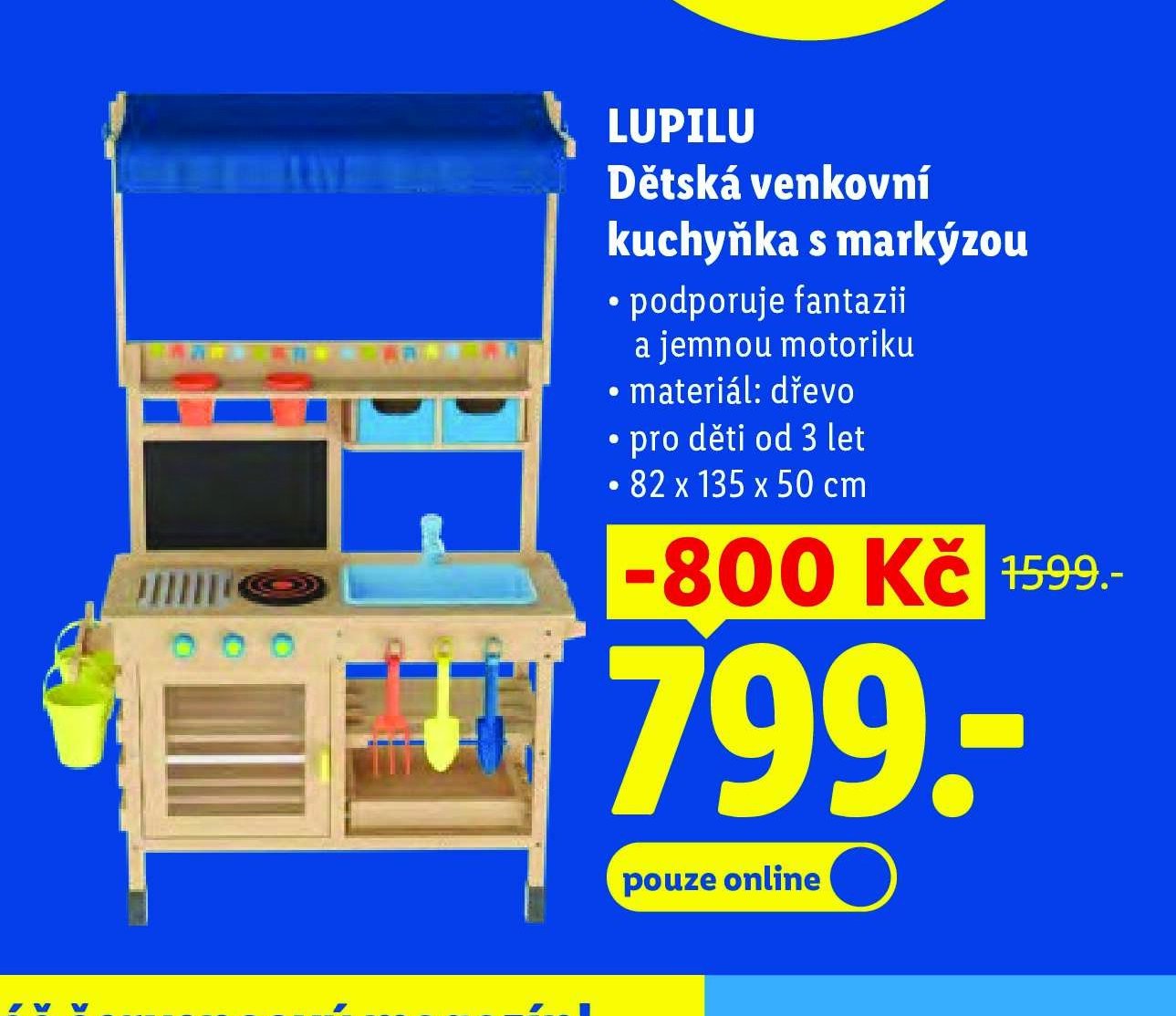LUPIU Dětská venkovní kuchyňka s markýzou