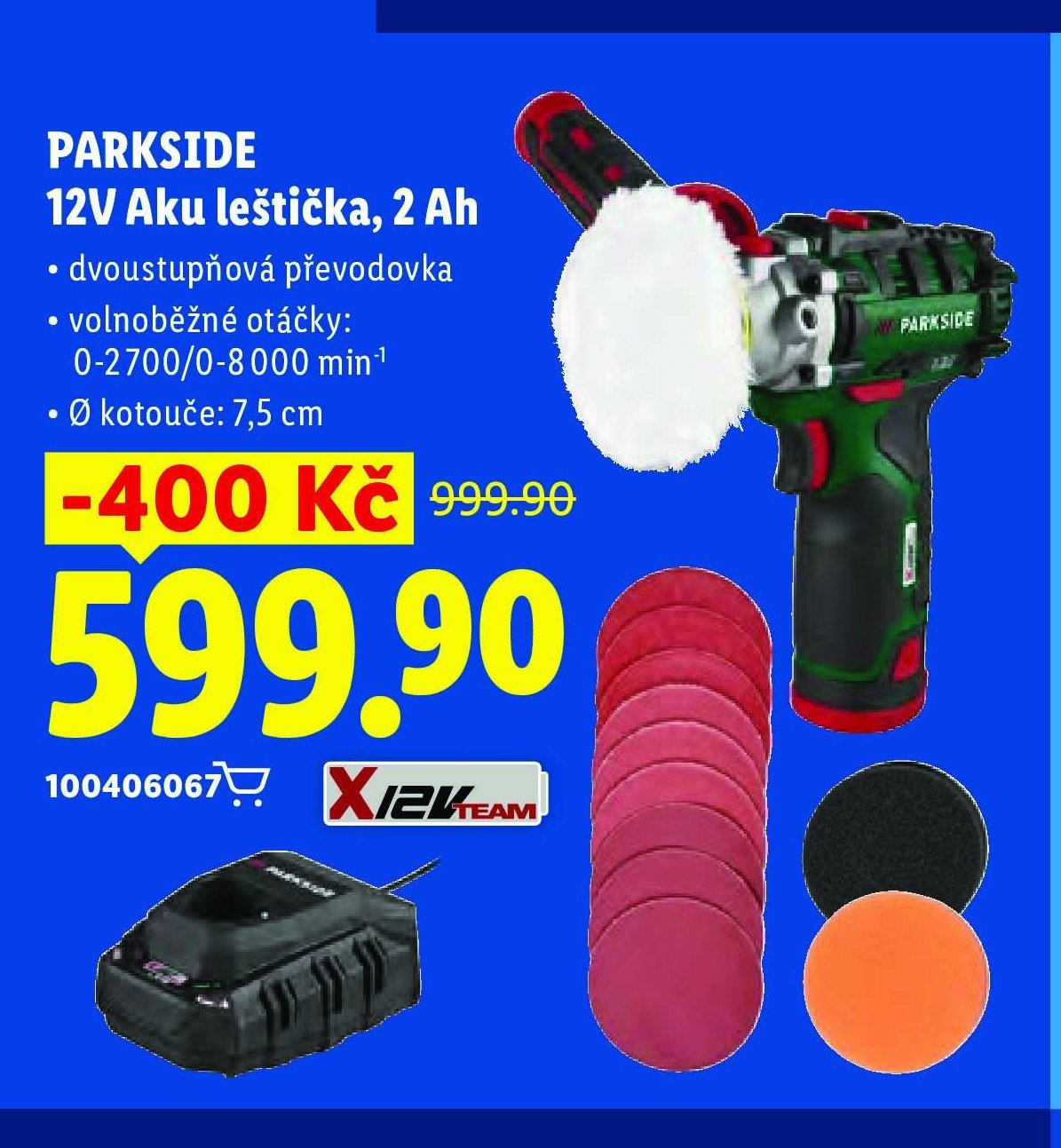 PARKSIDE 12V Aku leštička, 2 Ah