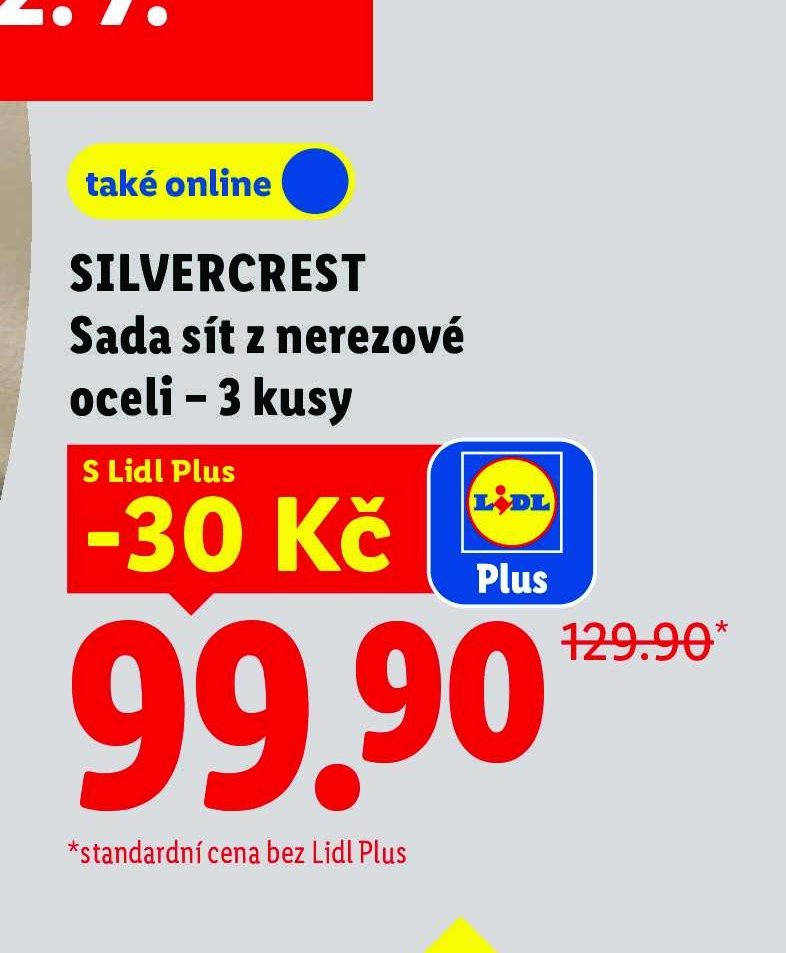 SILVERCREST Sada sít z nerezové oceli – 3 kusy