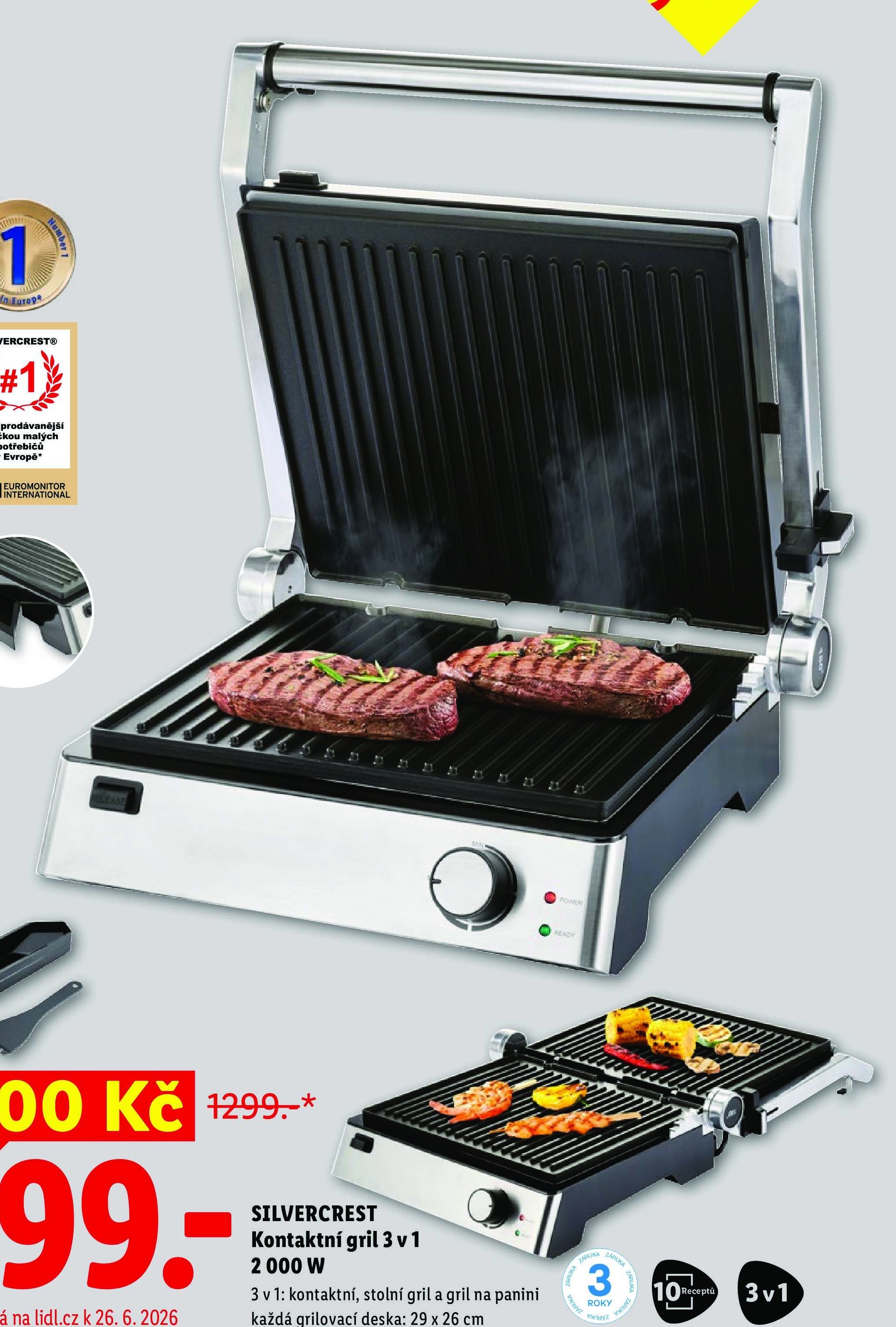 SILVERCREST Kontaktní gril 3 v 1 2 000 W