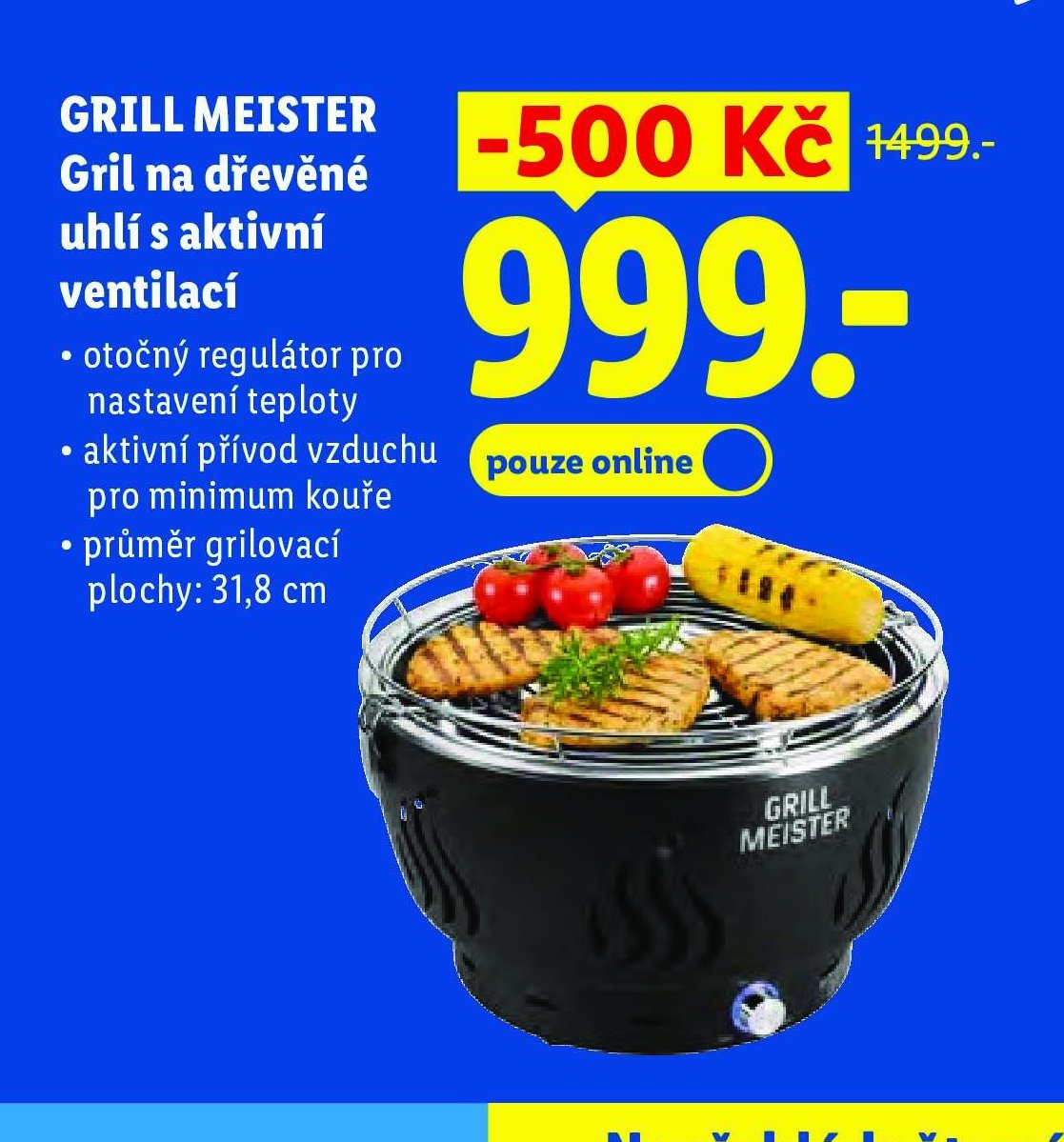 GRILL MEISTER Gril na dřevěné uhlí s aktivní ventilací