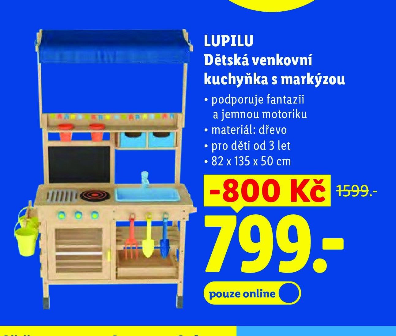 LUPILU Dětská venkovní kuchyňka s markýzou