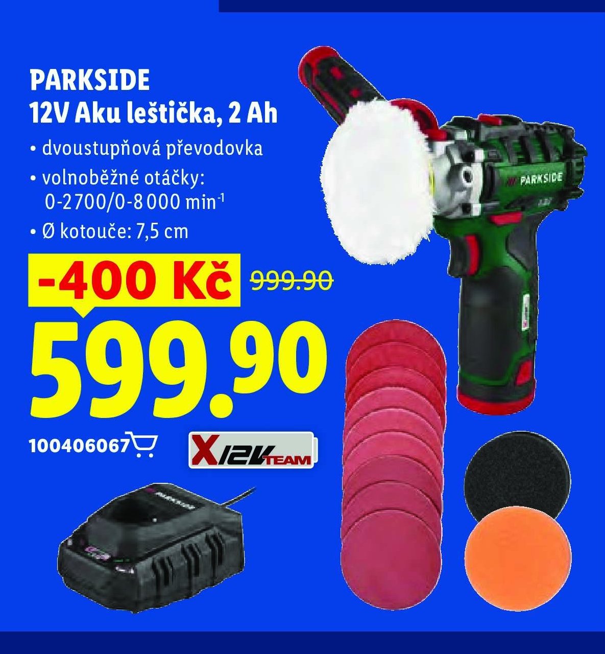 PARKSIDE 12V Aku leštička, 2 Ah