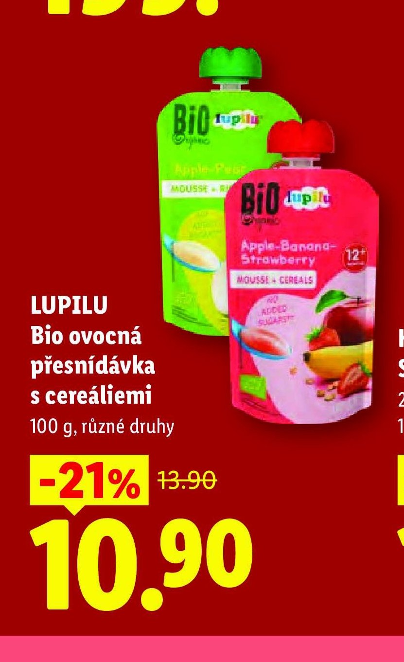 LUPILU Bio ovocná přesnídávka s cereáliemi