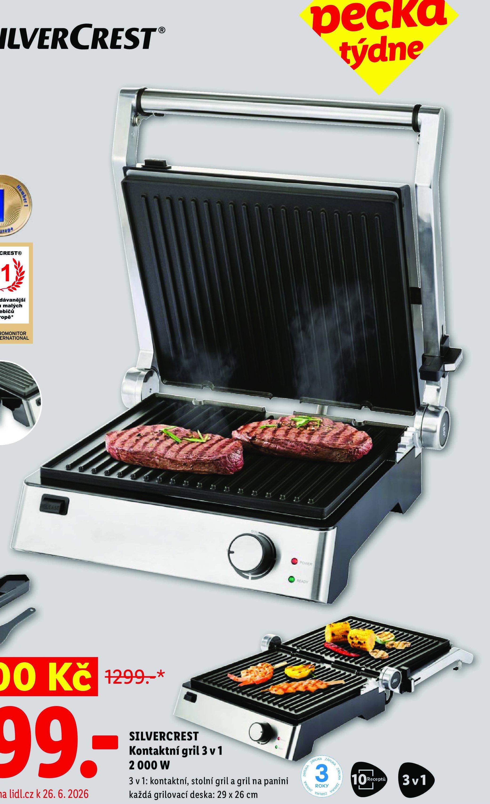 SILVERCREST Kontaktní gril 3 v 1 2 000 W