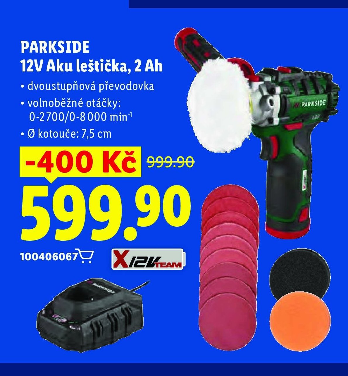 PARKSIDE 12V Aku leštička, 2 Ah