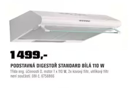 Podstavná digestoř Standard bílá 110 W - OBI akcniletaky.com