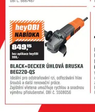 BLACK+DECKER ÚHLOVÁ BRUSKA BEG220-QS - OBI akcniletaky.com