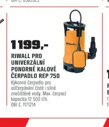 RIWALL PRO UNIVERZÁLNÍ PONORNÉ KALOVÉ ČERPADLO REP 750