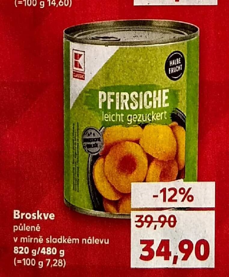 Broskve půlené 820 g