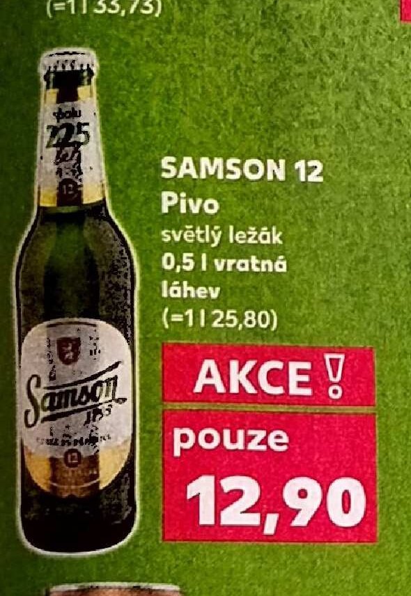 Samson 12 Pivo světlý ležák 0,5 l vratná láhev