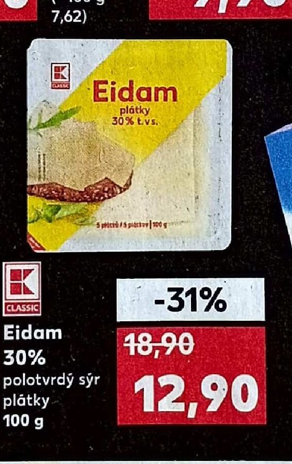 Eidam 30% polotvrdý sýr