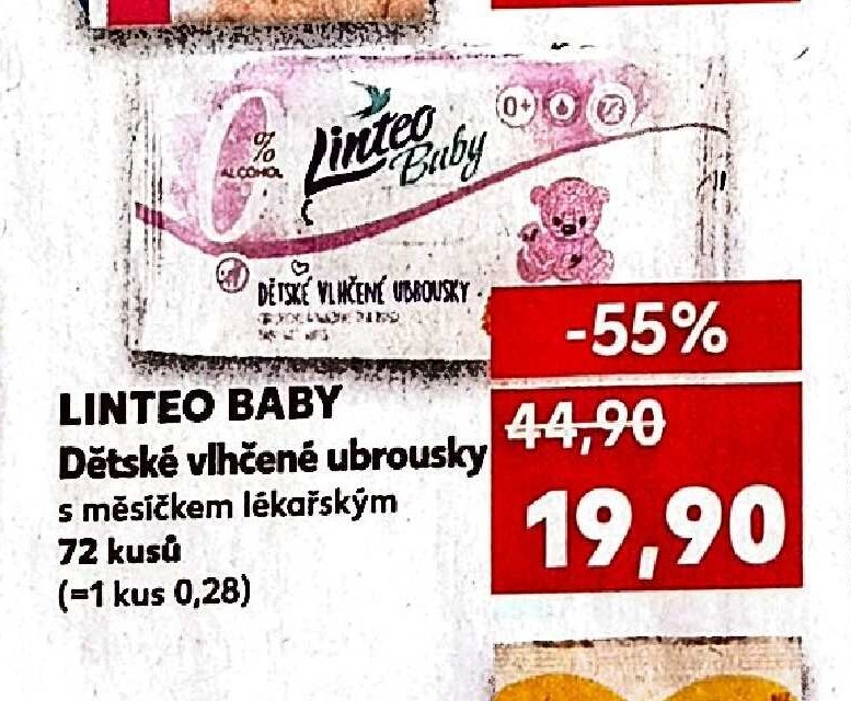 LINTEO BABY Dětské vlhčené ubrousky 72 kusů