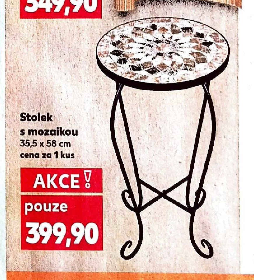 Stolek s mozaikou 35,5 x 58 cm