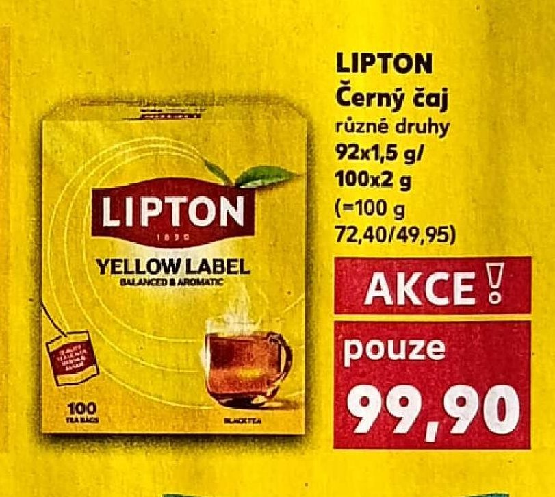 Lipton Černý čaj různé druhy 92x1,5 g / 100x2 g