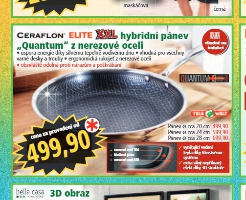 Ceraflon ELITE XXL hybridní pánev Quantum s nerezové oceli
