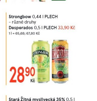 Strongbow 0,44 l PLECH, Desperados 0,5 l PLECH