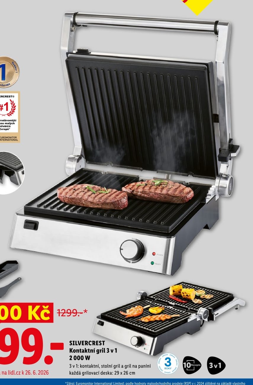 SILVERCREST Kontaktní gril 3 v 1 2 000 W