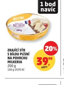 Zrající sýr s bílou plísní na povrchu Milkeria