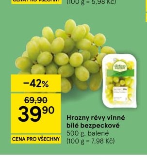 Hrozny révy vinné bílé bezpeckové 500 g